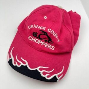 Y2K Orange County Choppers Biker Flame McBling Hat Hot Pink VTG Motorcycle